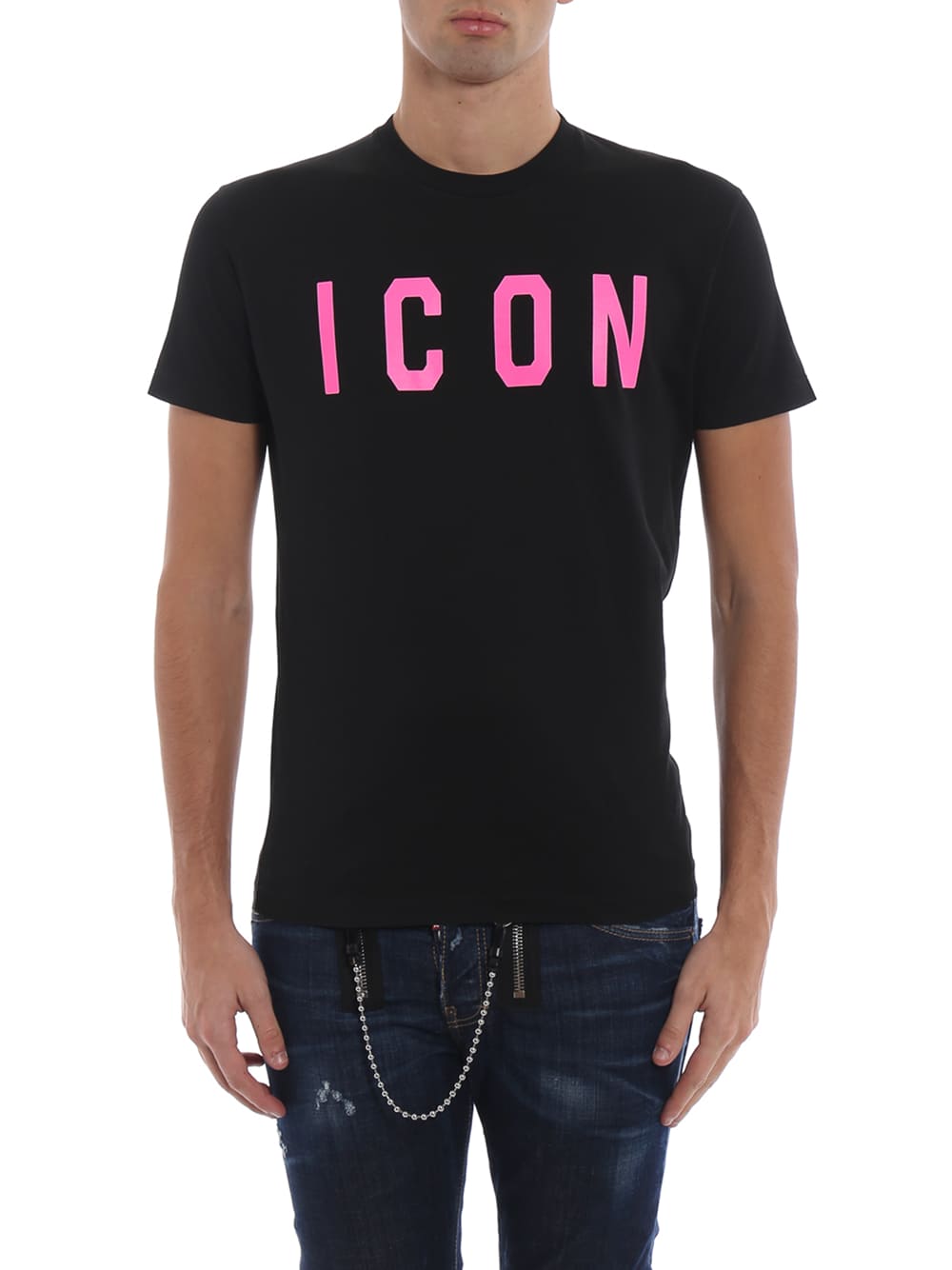 Dsquared2 Pink Icon Logo Print T-Shirt Black