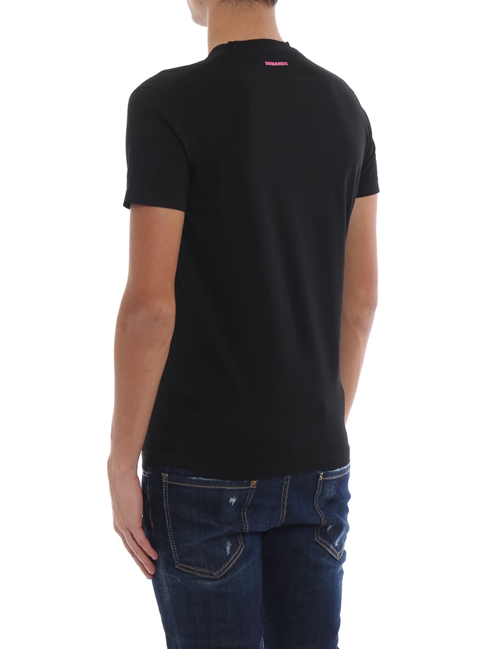 Dsquared2 Pink Icon Logo Print T-Shirt Black
