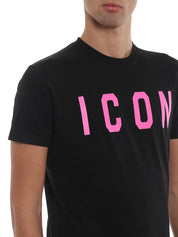 Dsquared2 Pink Icon Logo Print T-Shirt Black
