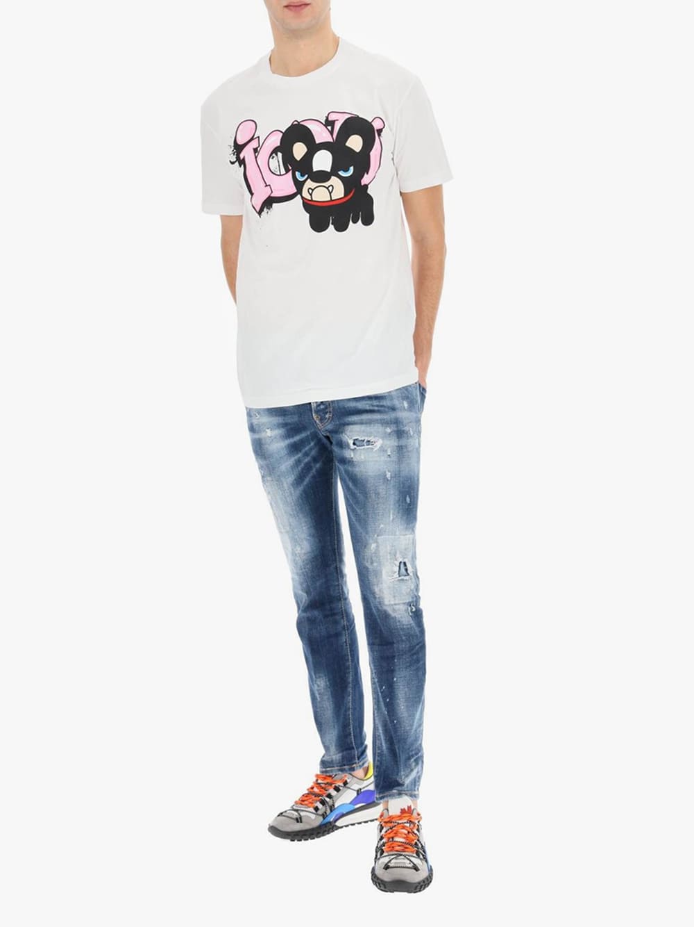 Dsquared2 Icon  Bulldog Logo Print T-Shirt White