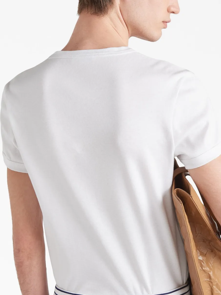 Prada Logo Plaque Cotton T-Shirt White