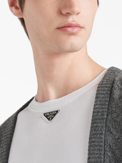 Prada Logo Plaque Cotton T-Shirt White