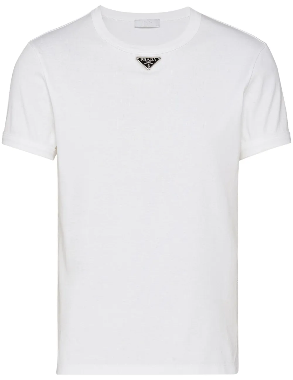 Prada Logo Plaque Cotton T-Shirt White