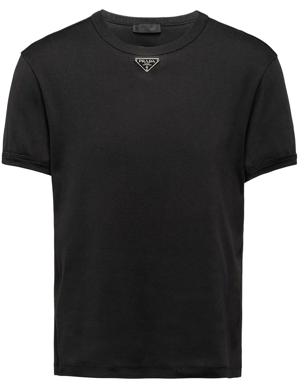 Prada Logo Plaque Cotton T-Shirt Black