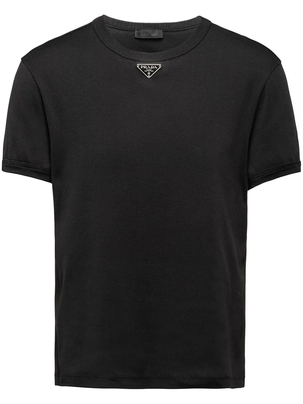 Prada Logo Plaque Cotton T-Shirt Black