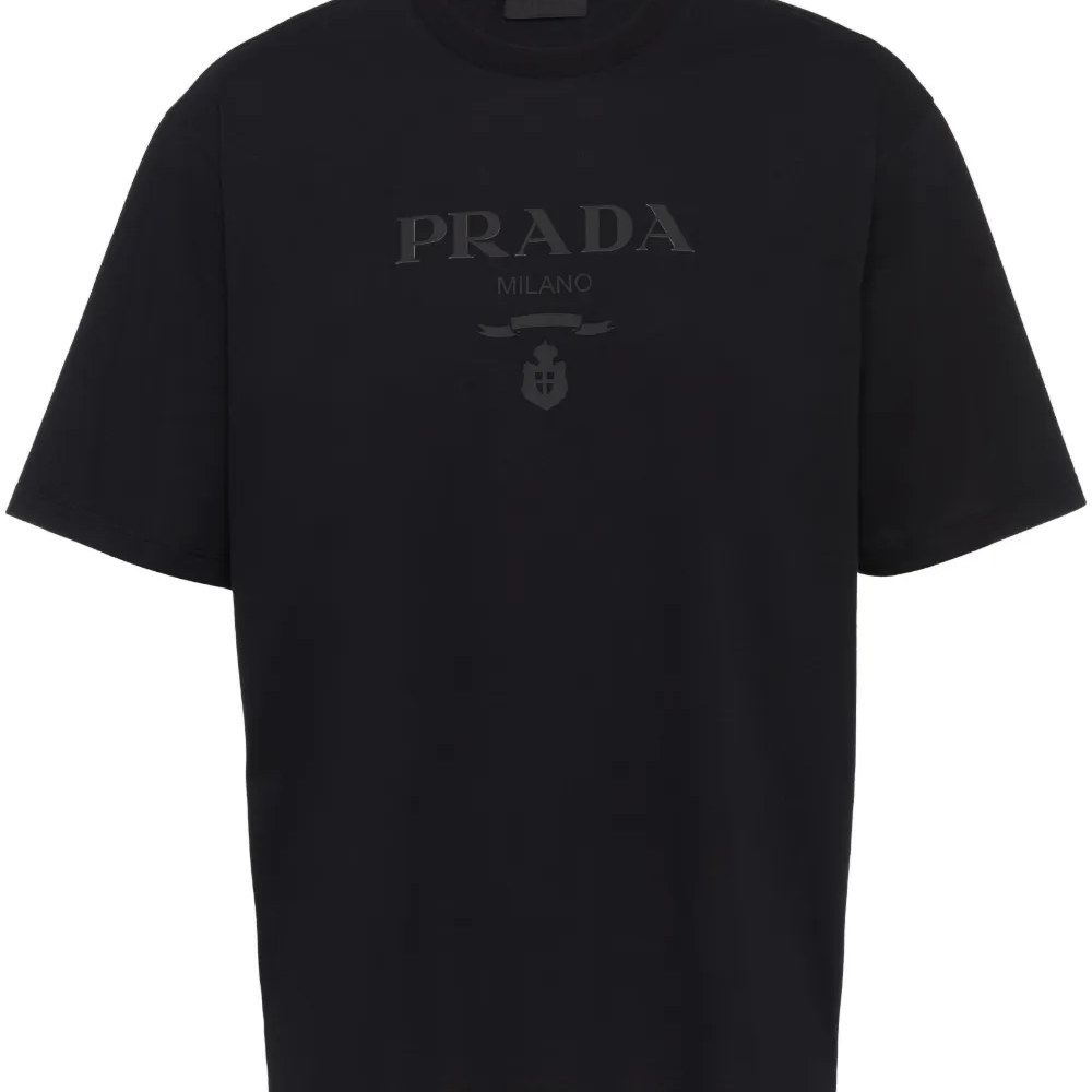 Prada Raised-Logo Cotton T-Shirt Black