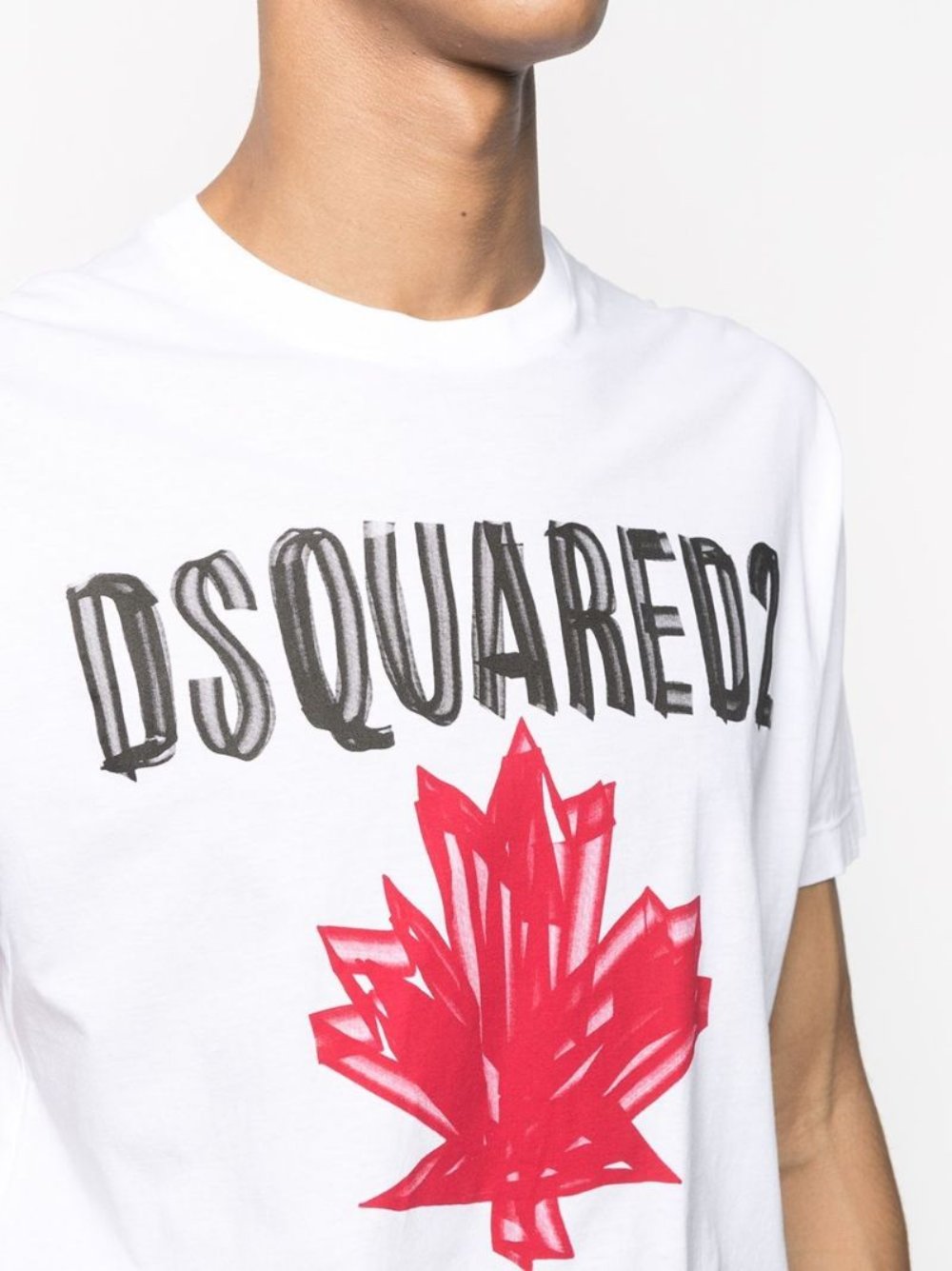 Dsquared2 White Maple Leaf Logo T-Shirt | Junior Couture