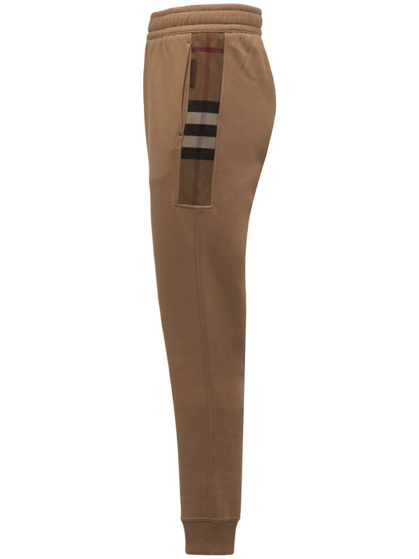 Burberry Check Panel Joggers Camel