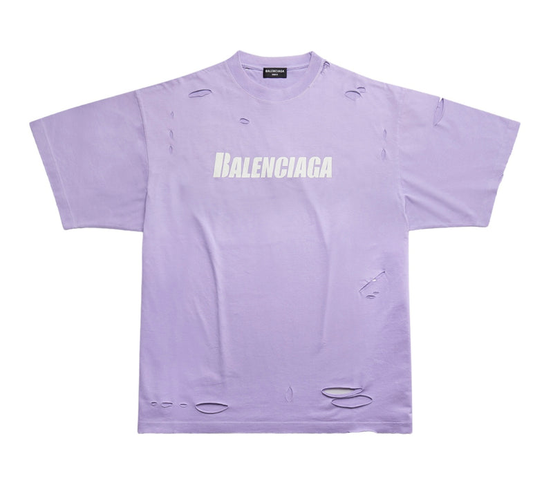 Balenciaga Oversized Purple t shirt ripped