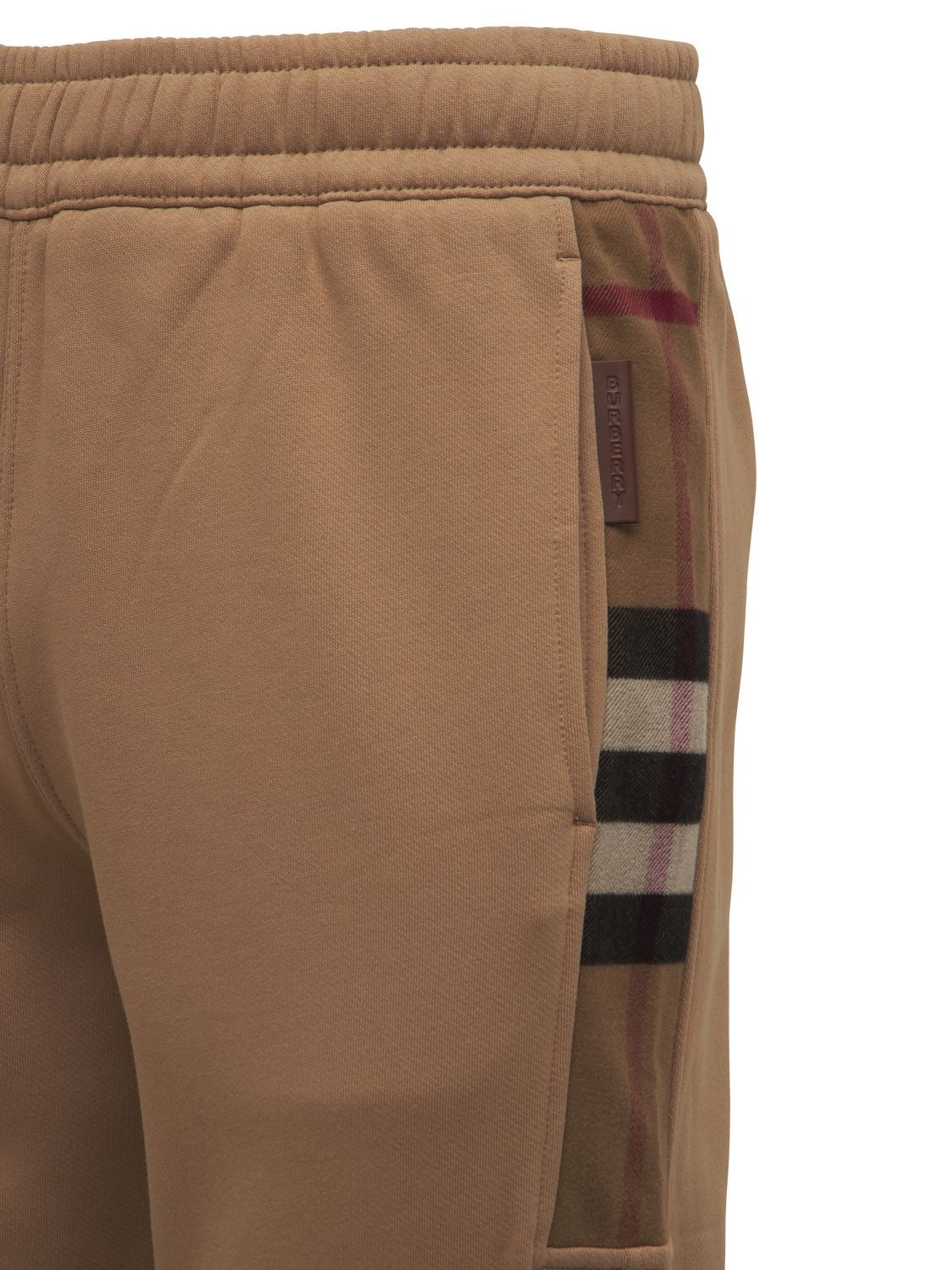 Burberry Check Panel Joggers Camel